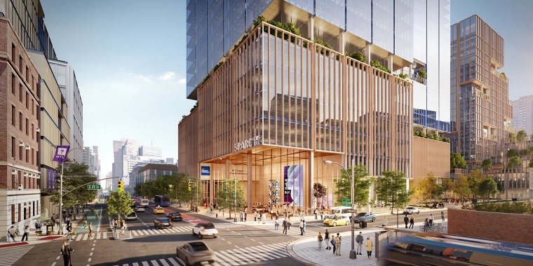 Rendering of the SPARC Kips Bay building at the intersection of First Avenue and 25th Street.